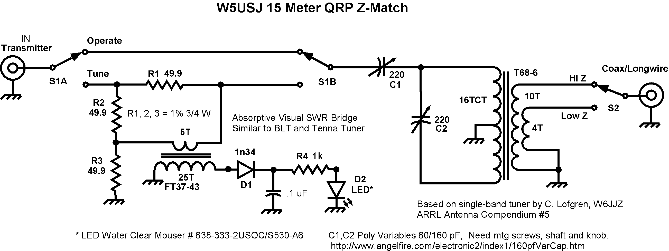 15 Meter Z-Match Schematic